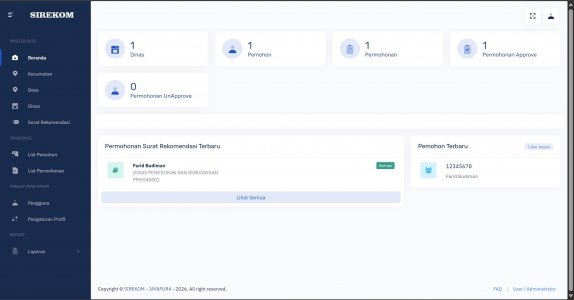 Sistem  Informasi Surat Rekomendasi Multi Dinas (Sirekom)